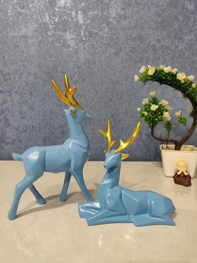 zart HiranDeer Pair Showpiece for Home Decor Showpiece Office Table Decor Showpiece Set of 2 SkyBlue Color - Image 5