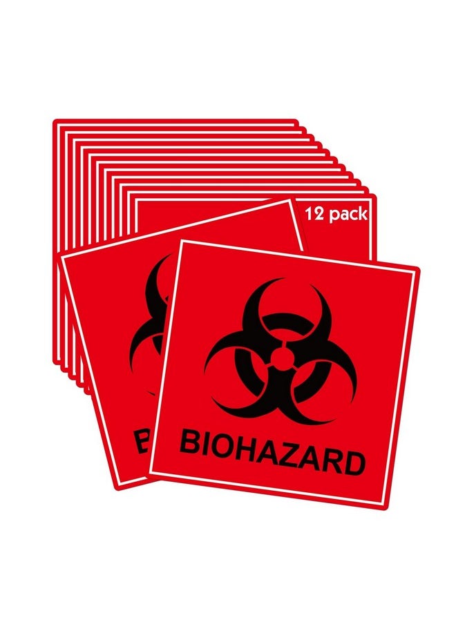 Well Tile - 12 Pack Biohazard Stickers Sign Biohazard Warning Labels 4Inch Universal Biohazard Symbol Vinyl Waterproof Hazardous Materials Warning Stickers For Labs Hospitals And Industrial Use - Image 1
