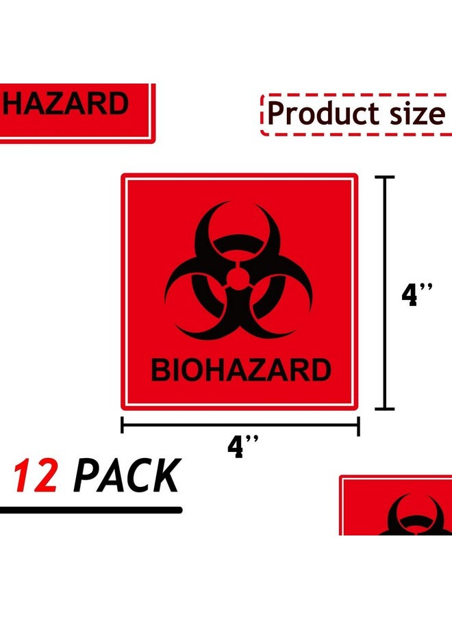 Well Tile - 12 Pack Biohazard Stickers Sign Biohazard Warning Labels 4Inch Universal Biohazard Symbol Vinyl Waterproof Hazardous Materials Warning Stickers For Labs Hospitals And Industrial Use - Image 1