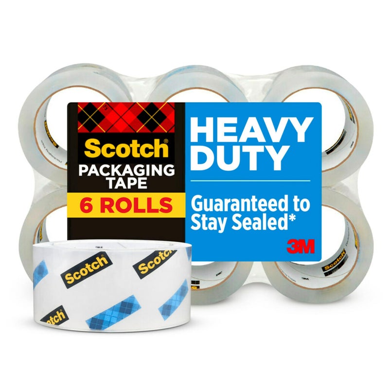 Scotch Heavy Duty Shipping Packing Tape, Clear, Shipping and Packaging Supplies, 1.88 in. x 54.6 yd., 6 Tape Rolls - Image 1