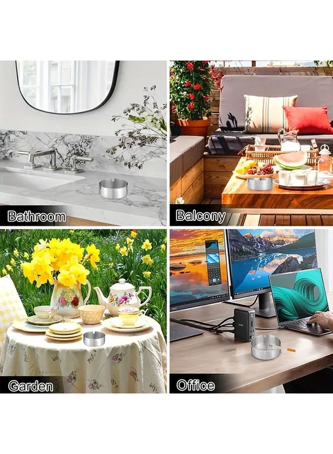 Golden Round Metal Ashtrays 2 Pack Shatterproof Easy Clean Indoor Outdoor Use - Image 5