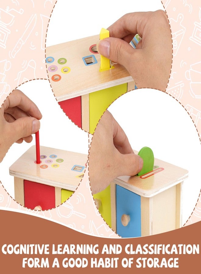GHOOI Montessori Toys Wooden Color Sorting Toys Object Permanent Box with Drawer Boxs,Coin Box,Learning Activity Cube Sensory Shape Sorter Educational Toy Fine Motor Matching Games for Kids Boys Girls Gift - Image 4