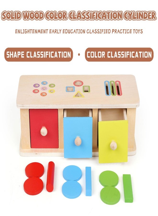 GHOOI Montessori Toys Wooden Color Sorting Toys Object Permanent Box with Drawer Boxs,Coin Box,Learning Activity Cube Sensory Shape Sorter Educational Toy Fine Motor Matching Games for Kids Boys Girls Gift - Image 2