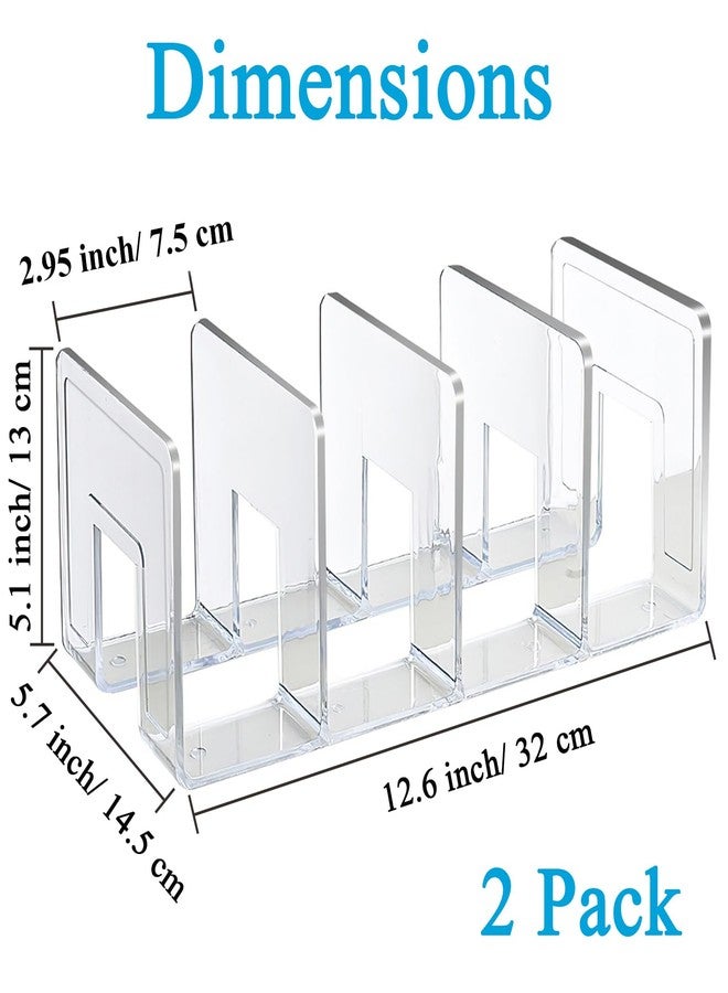 SAYEEC Acrylic File Holder, Clear File Sorter Desk File Organizer, Sturdy Desktop File Folder Organizer Rack for Envelopes Mail Letter Paper Notebook Electronics Office Supplies (4 Sections, 2 Pack) - Image 2