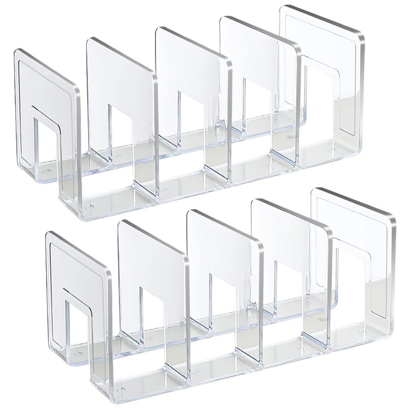 SAYEEC Acrylic File Holder, Clear File Sorter Desk File Organizer, Sturdy Desktop File Folder Organizer Rack for Envelopes Mail Letter Paper Notebook Electronics Office Supplies (4 Sections, 2 Pack) - Image 1