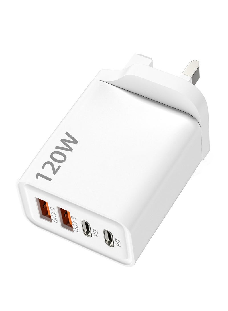 ‌ منافذ: منفذَي٤ واط، ١٢٠شاحن سريع للهواتف الذكية بقوة  Type-C مزدوج + منفذَي USB مزدوج