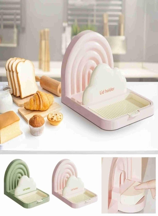Prostuff.in حامل أغطية القدور من Prostuff.in® مع كوب شفط، رف تخزين موفر للمساحة، حامل ملاعق مسطح للمطبخ المنزلي، منظم أغطية القدور متين، 20 × 13.5 × 11 سم، متعدد الألوان، قطعة واحدة. - Image 3