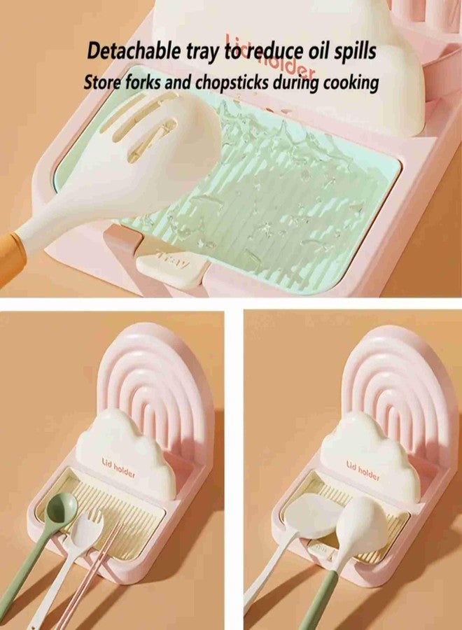Prostuff.in حامل أغطية القدور من Prostuff.in® مع كوب شفط، رف تخزين موفر للمساحة، حامل ملاعق مسطح للمطبخ المنزلي، منظم أغطية القدور متين، 20 × 13.5 × 11 سم، متعدد الألوان، قطعة واحدة. - Image 4
