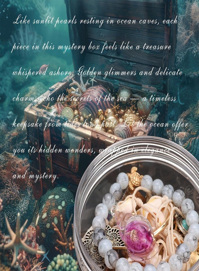 Raicegs 40+PCS Ocean Sea Theme Mystery Jewelry Jar Surprise Jewelry Box for Women Jewelry Set Necklace Earrings Bracelet Charms Rings Hair Clips Unique Gift for Her Women - Image 4
