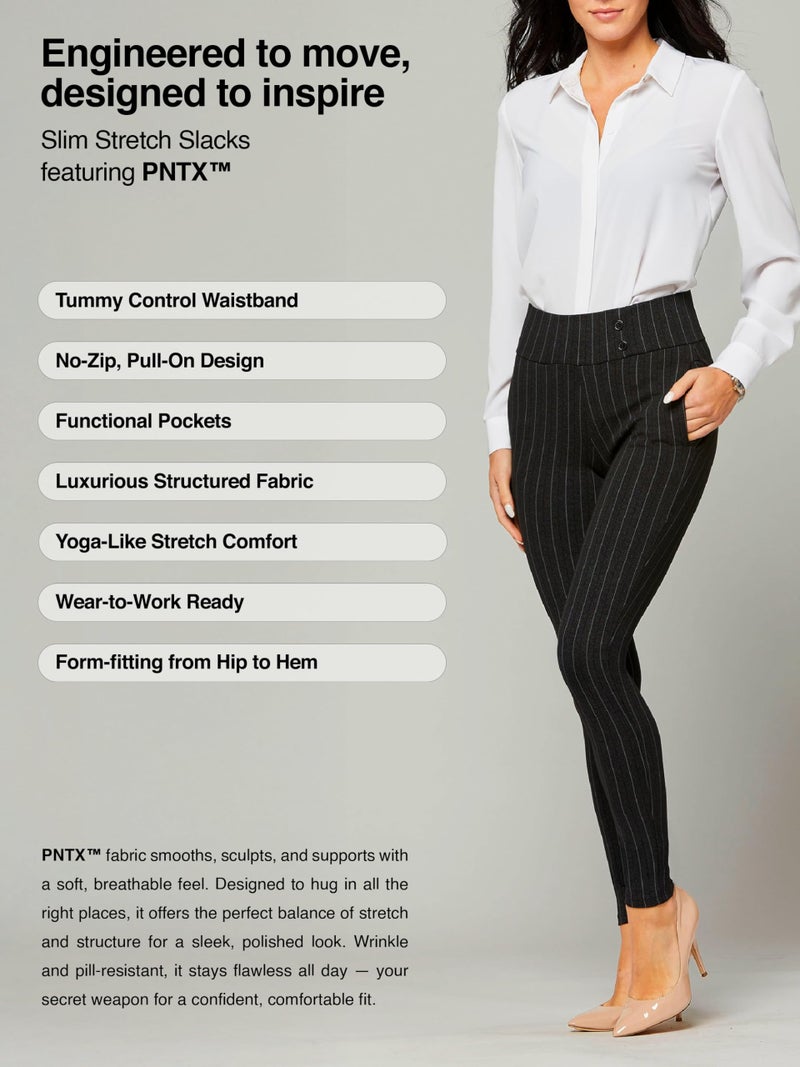 Conceited Womens Dress Pants with Tummy Control - Wear to Work - Stretch High Waisted Slacks with Pockets - Penciled in - Large - Image 4