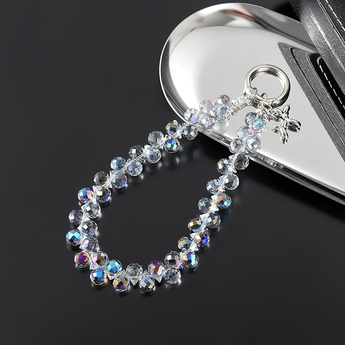 KHOLAD Crystal Phone Wrist Strap Phone Charm Chain Keychain Beaded Cellphone Lanyard with Tether Tab Hands-Free Wristlet Bracelet Wrist Grip Strap for Women - Image 5