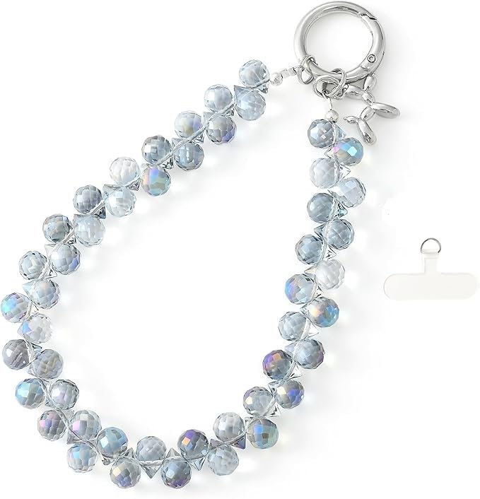 KHOLAD Crystal Phone Wrist Strap Phone Charm Chain Keychain Beaded Cellphone Lanyard with Tether Tab Hands-Free Wristlet Bracelet Wrist Grip Strap for Women - Image 1