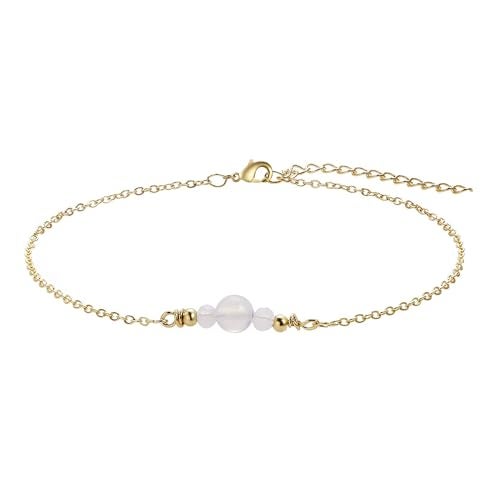 Kyerlyn Dainty Opal Chain Anklet for Women 18k Gold Plated Ankle Bracelets Summer Beach Adjustable Chain Anklet for Women Simple Fashion Jewelry - Image 1