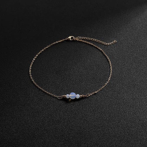 Kyerlyn Dainty Opal Chain Anklet for Women 18k Gold Plated Ankle Bracelets Summer Beach Adjustable Chain Anklet for Women Simple Fashion Jewelry - Image 5