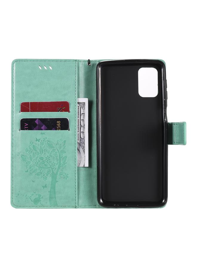 S-TOP Case For Samsung Galaxy M31s Tree & Cat Pattern Pressed Printing Horizontal Flip PU Leather Case with Holder & Card Slots & Wallet & Lanyard - Image 4