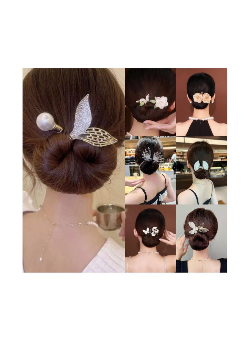 Excefore Ins Style Elegant Lazy Hair Curler, Crystal Hair Bun Maker, French Twist Hairstyle Bun Hair Accessories - Image 3