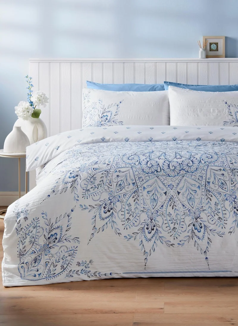 ماتلان Blue Mandala Crinkle Duvet Set