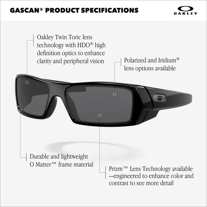 Oakley Men's Oo9014 Gascan Rectangular Sunglasses, Polished Black/Grey, 60 mm - Image 4