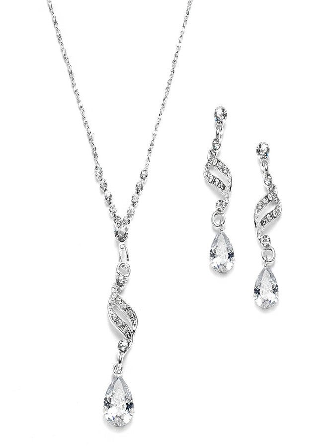 Mariell Cubic Zirconia Prom Jewelry Set, Necklace & Earrings Set for Brides, Bridesmaids, Wedding Jewelry - Image 1