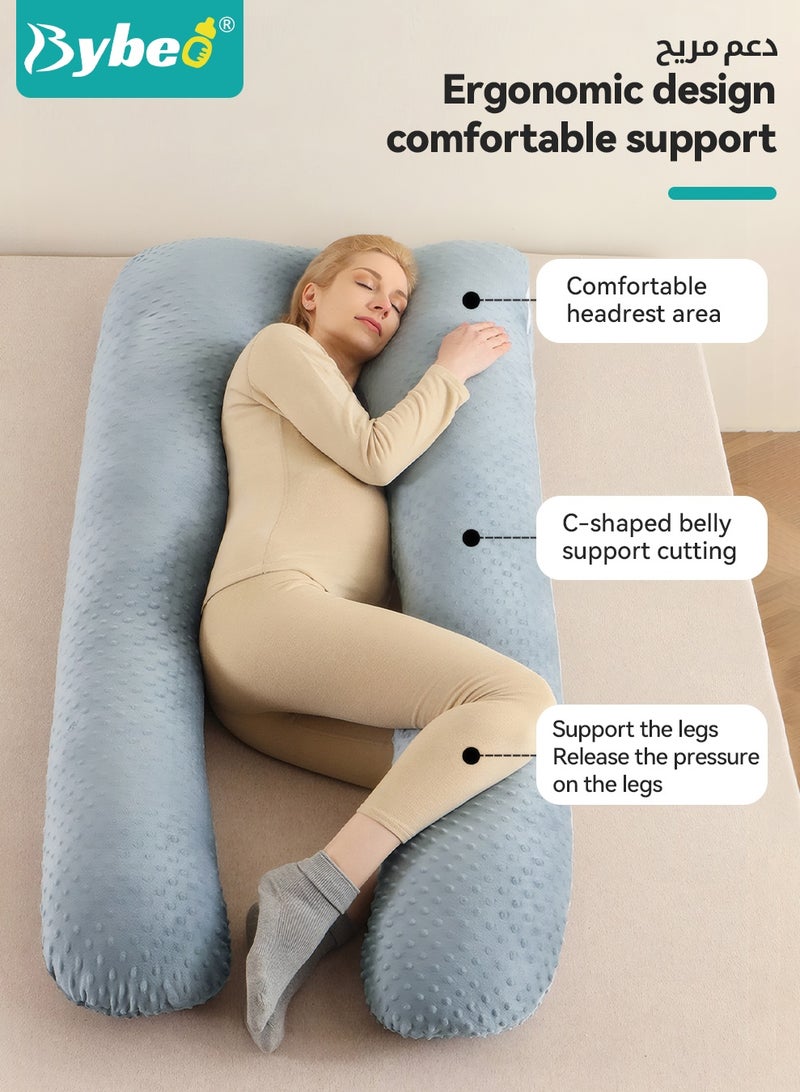 Bybeo Pregnancy Pillow + Maternity Belly Belt Set, Maternity Pillows with Removable Bean Velvet Cover, U-Shape Full Body Pillow for Sleeping, Body Pillows for Adults With Adjustable Belly Bands and Supports - Image 3