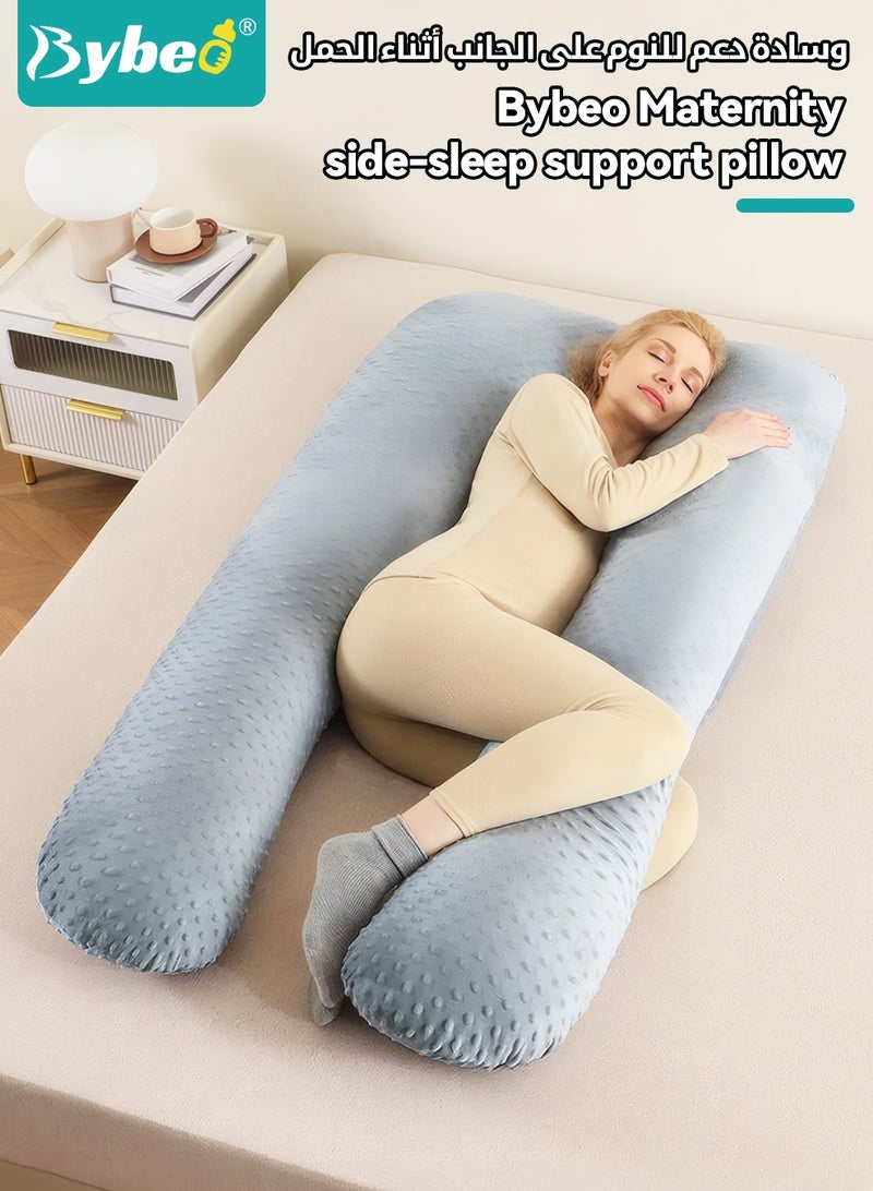 Bybeo Pregnancy Pillow + Maternity Belly Belt Set, Maternity Pillows with Removable Bean Velvet Cover, U-Shape Full Body Pillow for Sleeping, Body Pillows for Adults With Adjustable Belly Bands and Supports - Image 2