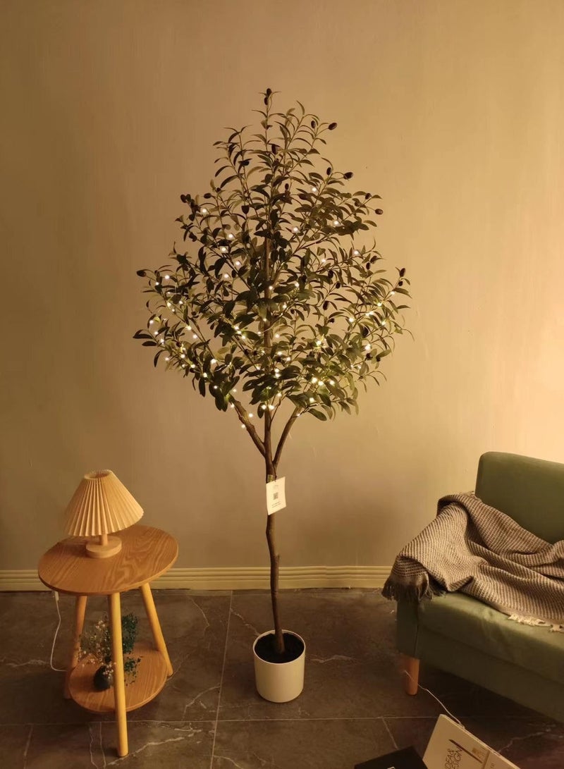 عربست 180CM شجرة الزيتون كبيره صناعية عالية، شجرة زيتون زائفة مزروعة في وعاء، فروع زيتون صناعية كبيرة مع ثمار، شجره الزيتون، شجر زينه صناعيه طويله بالاصيص شجرة صناعية للديكور الداخلي في المنزل الحديث، المكتب، غرفة المعيشة، والديكور الأرضي - Image 3