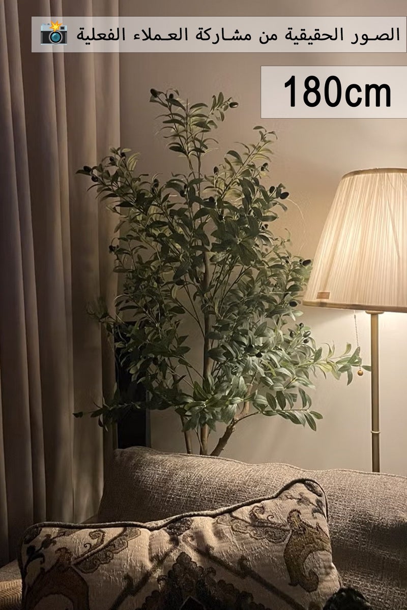 عربست 180CM شجرة الزيتون كبيره صناعية عالية، شجرة زيتون زائفة مزروعة في وعاء، فروع زيتون صناعية كبيرة مع ثمار، شجره الزيتون، شجر زينه صناعيه طويله بالاصيص شجرة صناعية للديكور الداخلي في المنزل الحديث، المكتب، غرفة المعيشة، والديكور الأرضي - Image 1