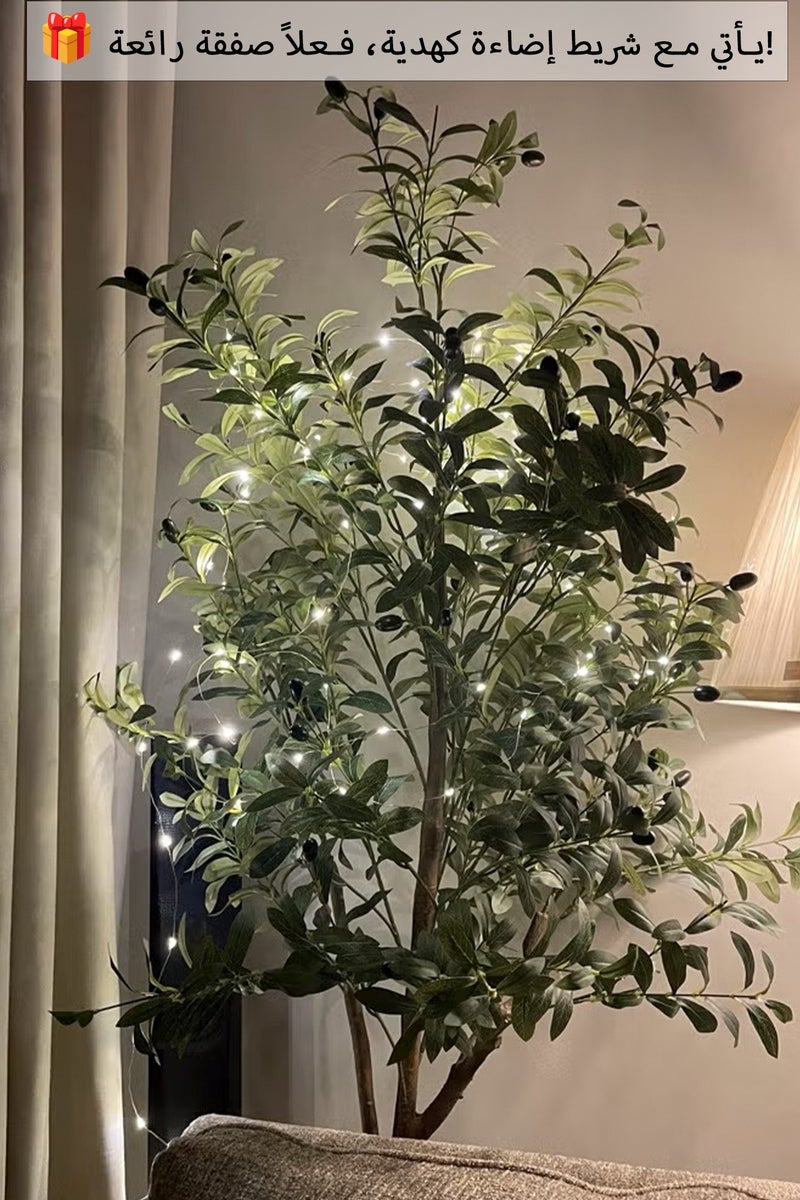 عربست 180CM شجرة الزيتون كبيره صناعية عالية، شجرة زيتون زائفة مزروعة في وعاء، فروع زيتون صناعية كبيرة مع ثمار، شجره الزيتون، شجر زينه صناعيه طويله بالاصيص شجرة صناعية للديكور الداخلي في المنزل الحديث، المكتب، غرفة المعيشة، والديكور الأرضي - Image 2