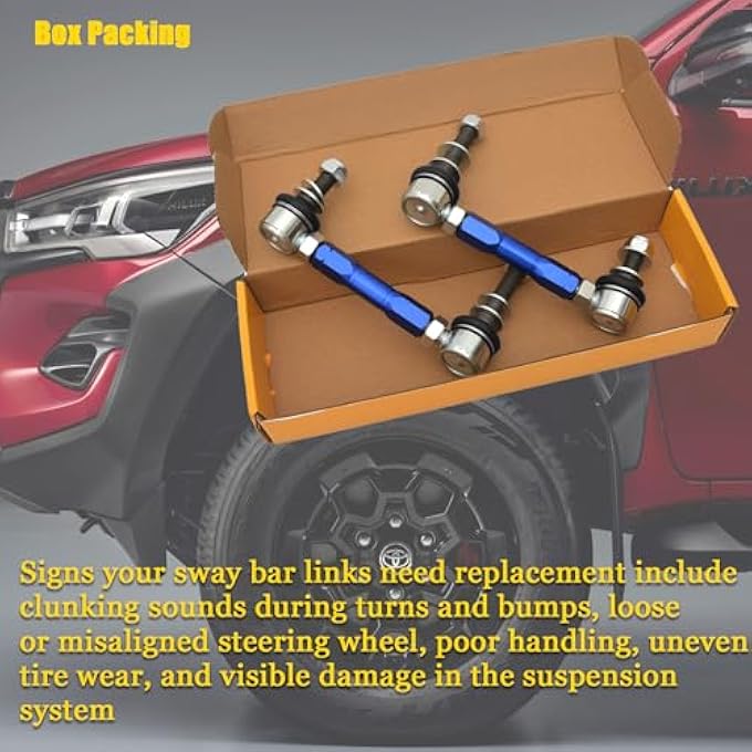 JS SUPER WORK Adjustable Sway Bar Link Front Stabilizer Bar Link Kit Fit For T0Y0Ta Fj CruiserFortunerHiluxLand Cruiser Prado 12Mm Ball Joint Adjustable Sway Bar Link - Image 5