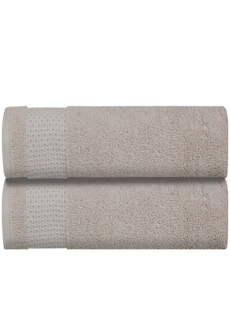 REZLAN UAE REZLAN 2-Piece Luxury Bath Towel Set - 100% Premium Cotton (70x144 cm / 27x57 inches) - SAND - Image 1