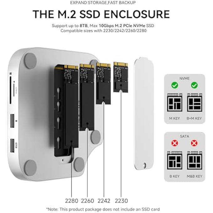 rayihni MINISOPURU IEXPANDMATE MINI4PRO MAC MINI M4 DOCK WITH 4K@60 HDMI, 4TB M.2 NVME SSD ENCLOSURE, MAC MINI M4 HUB ACCESSORIES STAND FOR MAC MINI M4 AND M4 PRO 2024 (TF/SD-SOLT, 3 X USB-A 2.0, AUDIO) | - Image 3