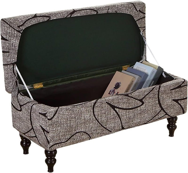 Stretch Ottoman Cover: Brown Medium Size, One-Step Installation - Storage Access Design, Ottoman Slipcover for Living Room Furniture & Pet Owners - Image 1