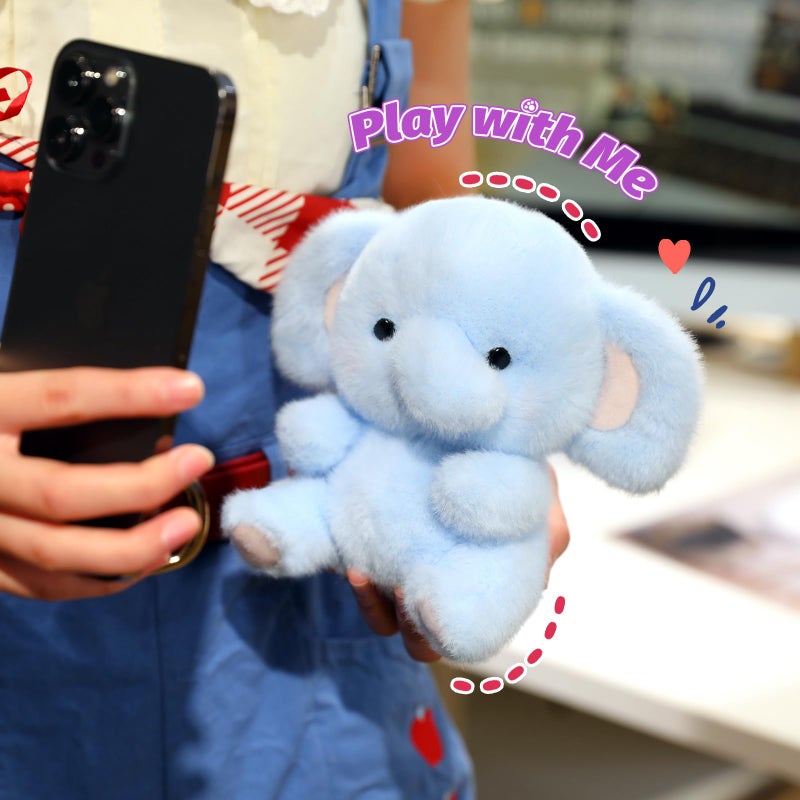 Ditucu Palm-Sized Elephant Stuffed Animals Cute Soft Plush Doll Small Plushies Toys Gifts for Kids Blue 5 inch - Image 2