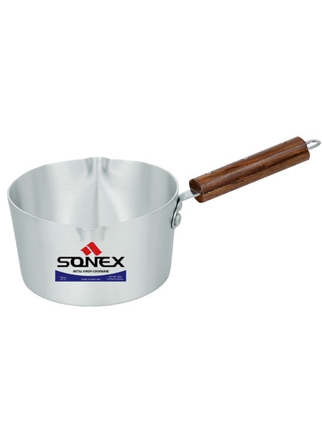 SONEX Sonex Mini Sauce Pan 14 cm, 800 ml, Premium Aluminum Finish, Dual Spout Design for Easy Pouring, Ideal for 2-3 Persons, Perfect for Tea, Coffee, Milk, or Water, Durable Wooden Heat-Resistant Handle  - Image 3