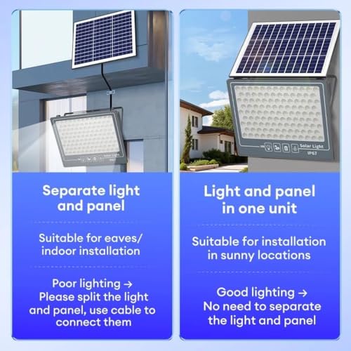 XERGY 50W Solar LED Flood Light with Remote, 108 LEDs – IP67 Waterproof Outdoor Wall Lamp, Dusk to Down Sensor, 1200mAh Battery Security Light for Garden, Yard, Fence, Driveway (5m Cable Included) - Image 2