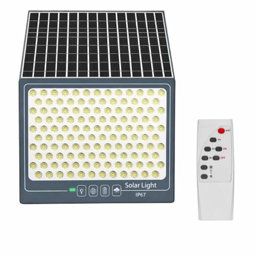 XERGY 50W Solar LED Flood Light with Remote, 108 LEDs – IP67 Waterproof Outdoor Wall Lamp, Dusk to Down Sensor, 1200mAh Battery Security Light for Garden, Yard, Fence, Driveway (5m Cable Included) - Image 1