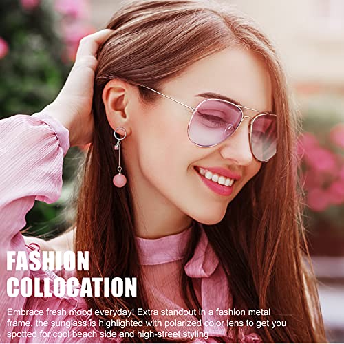 The Fresh Classic Metal Frame Oceanic Color Lens Aviator Sunglasses with Gift Box (Gold, Pink/Yellow) - Image 5