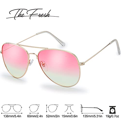 The Fresh Classic Metal Frame Oceanic Color Lens Aviator Sunglasses with Gift Box (Gold, Pink/Yellow) - Image 2