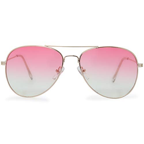 The Fresh Classic Metal Frame Oceanic Color Lens Aviator Sunglasses with Gift Box (Gold, Pink/Yellow) - Image 1