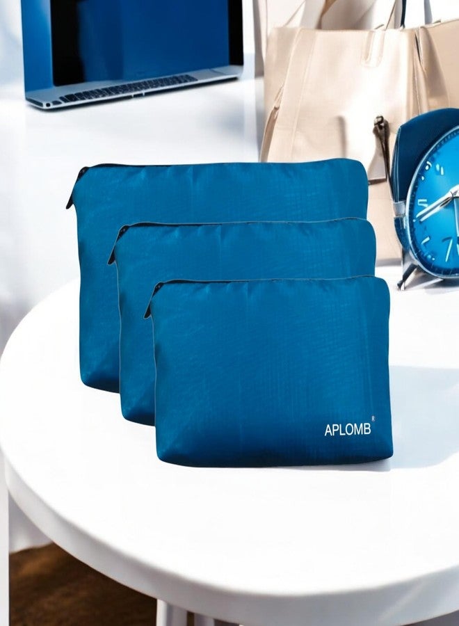 APLOMB Fabric Multi Purpose Utility Pouch, Set of 3, Teal Green - Image 5