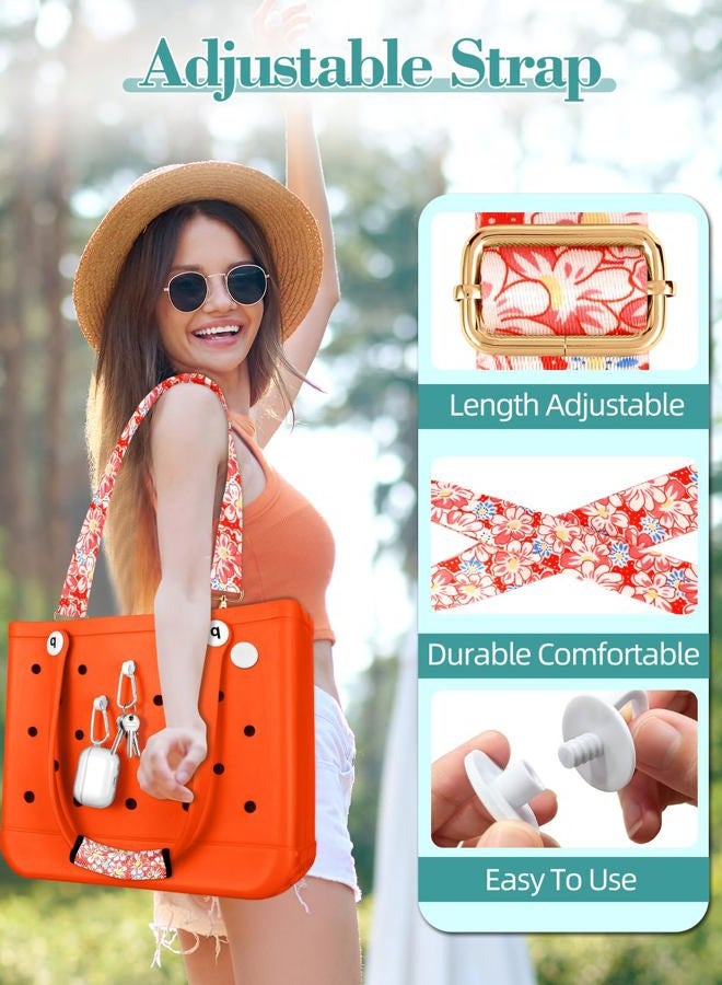 Toykee Strap Wrap for Bogg Bag- Beach Bag Handle Wrap Shoulder Crossbody Strap Accessories, Orange, Orange Daisy - Image 2