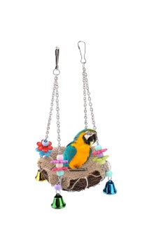 SYOSI Hanging Bird Nest Bird Swing Toys with Bells Natural Rattan Winter Warm Nest Bird Cage Hammock for Cockatoo Macaw Grey Budgie Parakeet Cockatiel Lovebird Finch  - Image 1