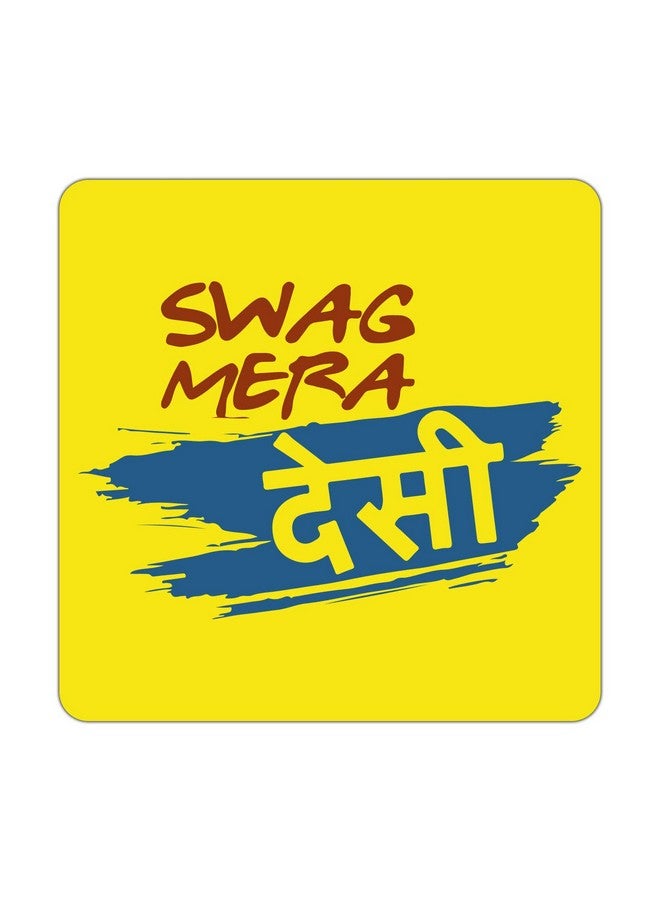 ASHVAH Swag mera desi Print/Typography Tea/Coffee Mug/Designer Handmade Wooden Coaster Set for Home Kitchen, Office Desk - Set of 4 - Square: 10cm - Image 4