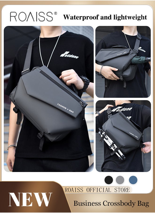 roaiss - Men Multi Functional Tote Bag Functional and Spacious Crossbody Bag with Magnetic Snap Closure and Expandable Buckles for Open Storage Space - Image 1