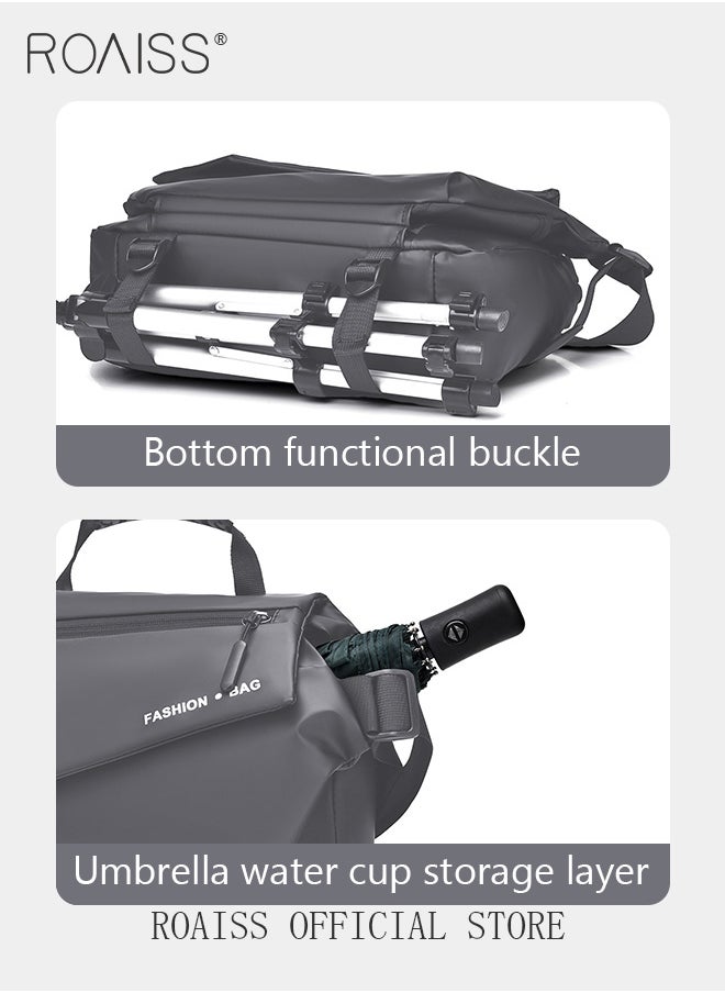 roaiss - Men Multi Functional Tote Bag Functional and Spacious Crossbody Bag with Magnetic Snap Closure and Expandable Buckles for Open Storage Space - Image 1