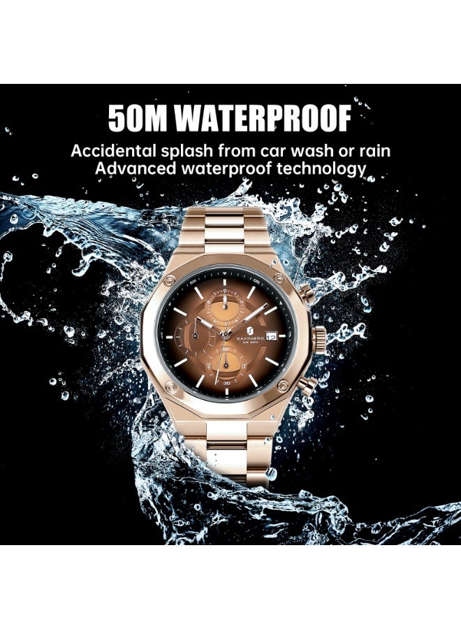SAPPHERO Men's Wrist Watches Octagonal Stainless Steel Quartz Watch for Men 50M Waterproof Analog Movement with Date Elegant Mens Gift SO2203 - Image 5