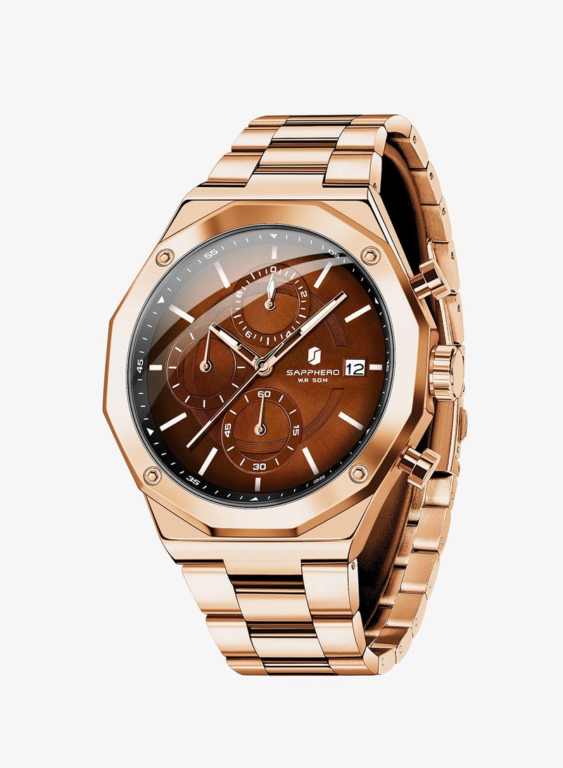 SAPPHERO Men's Wrist Watches Octagonal Stainless Steel Quartz Watch for Men 50M Waterproof Analog Movement with Date Elegant Mens Gift SO2203 - Image 2