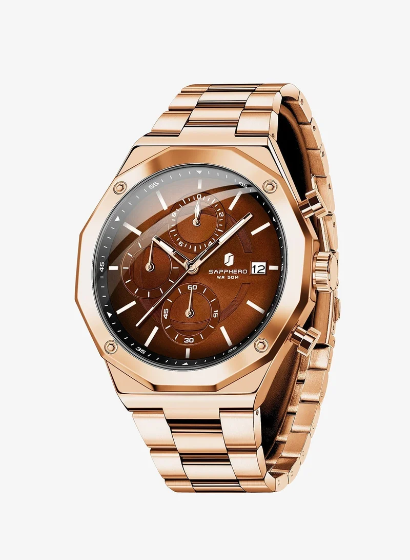 Sapphero 144 g SAPPHERO Men's Wrist Watches Octagonal Stainless Steel Quartz Watch for Men 50M Waterproof Analog Movement with Date Elegant Mens Gift SO2203 for Men | Best Price UAE