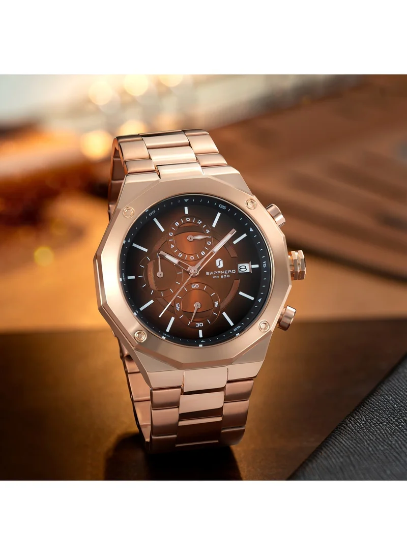Sapphero 144 g SAPPHERO Men's Wrist Watches Octagonal Stainless Steel Quartz Watch for Men 50M Waterproof Analog Movement with Date Elegant Mens Gift SO2203 for Men | Best Price UAE