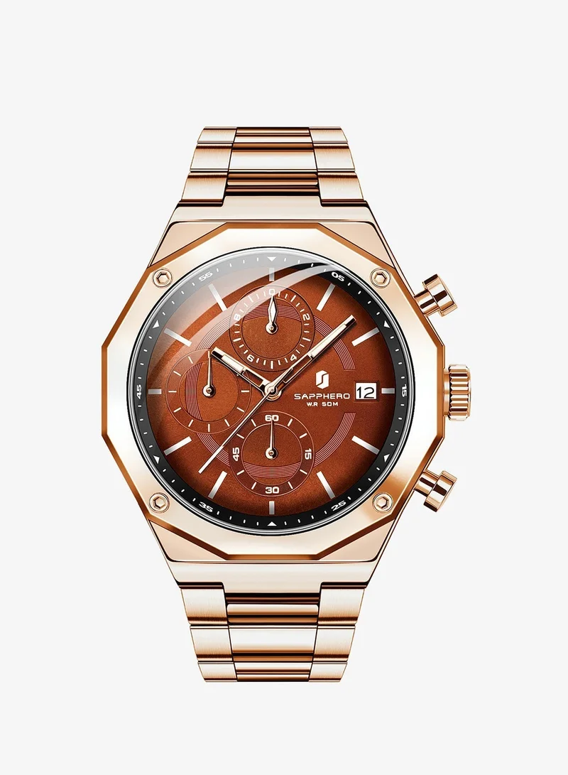 Sapphero 144 g SAPPHERO Men's Wrist Watches Octagonal Stainless Steel Quartz Watch for Men 50M Waterproof Analog Movement with Date Elegant Mens Gift SO2203 for Men | Best Price UAE